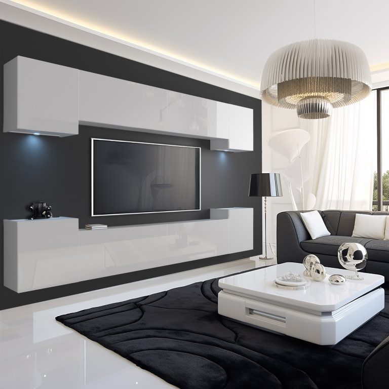 Wohnwand Belini Premium Full Version Hochglanz weiß + LED-Beleuchtung Nexum 57 Hersteller NEX 4/0/W/W/0/0/PP