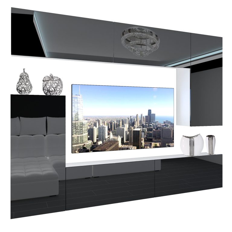 Wohnwand Belini Premium Full Version Hochglanz schwarz + LED-Beleuchtung Nexum 125 Hersteller NEX 8/0/W/B/0/0/PP