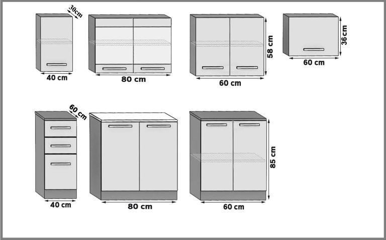 Küchenzeile Belini 240 cm weiß matt ohne Arbeitsplatte Ella2 Hersteller TOR ELLA2/3/WT/WT/BB/B1