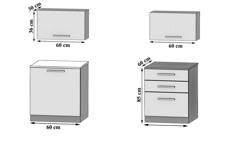 Küchenlinie Belini 120 cm grau matt ohne Arbeitsplatte Vulcano2 Hersteller TOR VULCANO2/3/WT/SR/BB/B1