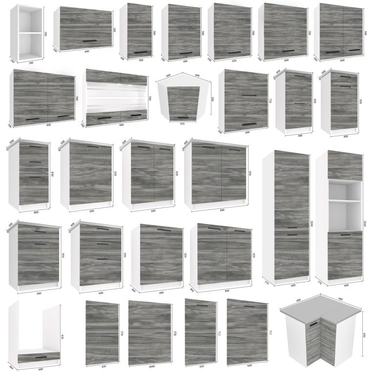 Belini Unterschrank ohne Arbeitsplatte 60 cm Grauer Antrazit Glamour Wood Hersteller TOR SD60/0/WT/GW1/BB/U