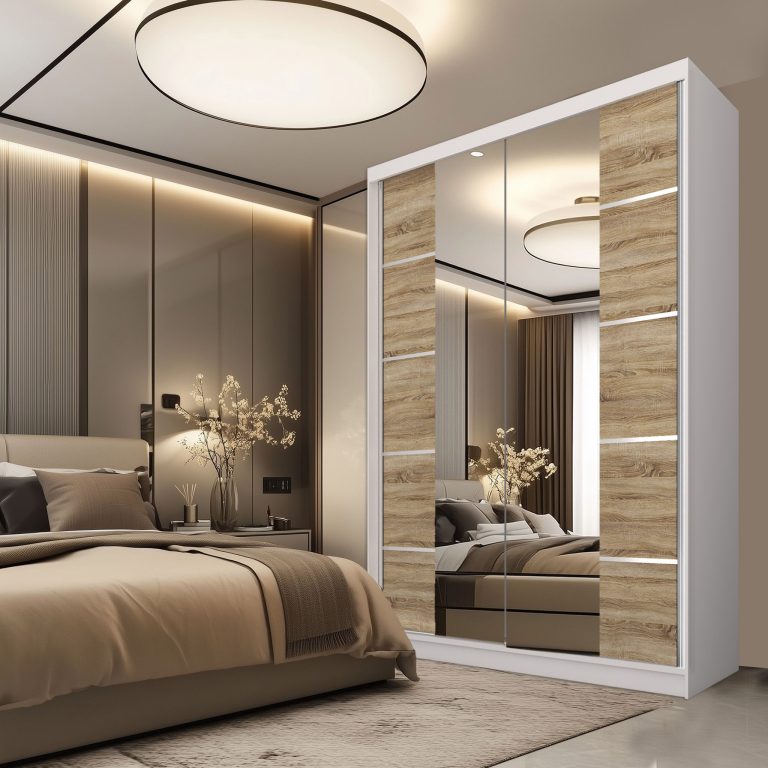 Kleiderschrank SERENITY Schiebeschrank 133 cm Eiche Sonoma matt Hersteller ME SERENITY SZP6/0/W/DS/0/HIAL