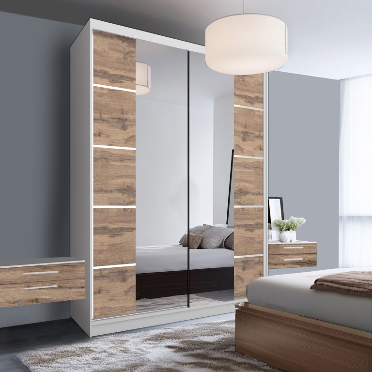 Kleiderschrank SERENITY Schiebeschrank 133 cm Eiche Wotan matt Hersteller ME SERENITY SZP6/0/W/DW/0/HIAL