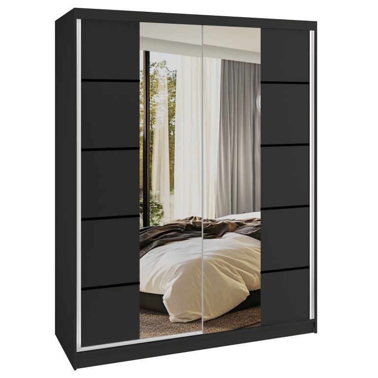Kleiderschrank SERENITY Schiebeschrank 133 cm schwarz matt Hersteller ME SERENITY SZP6/0/B/B/0/HIAL