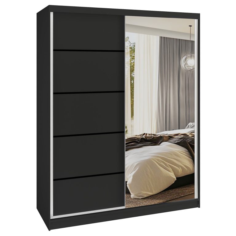Kleiderschrank SERENITY Schiebeschrank 133 cm schwarz matt Hersteller MBP SERENITY SZP6/0/B/B/0/HIAL