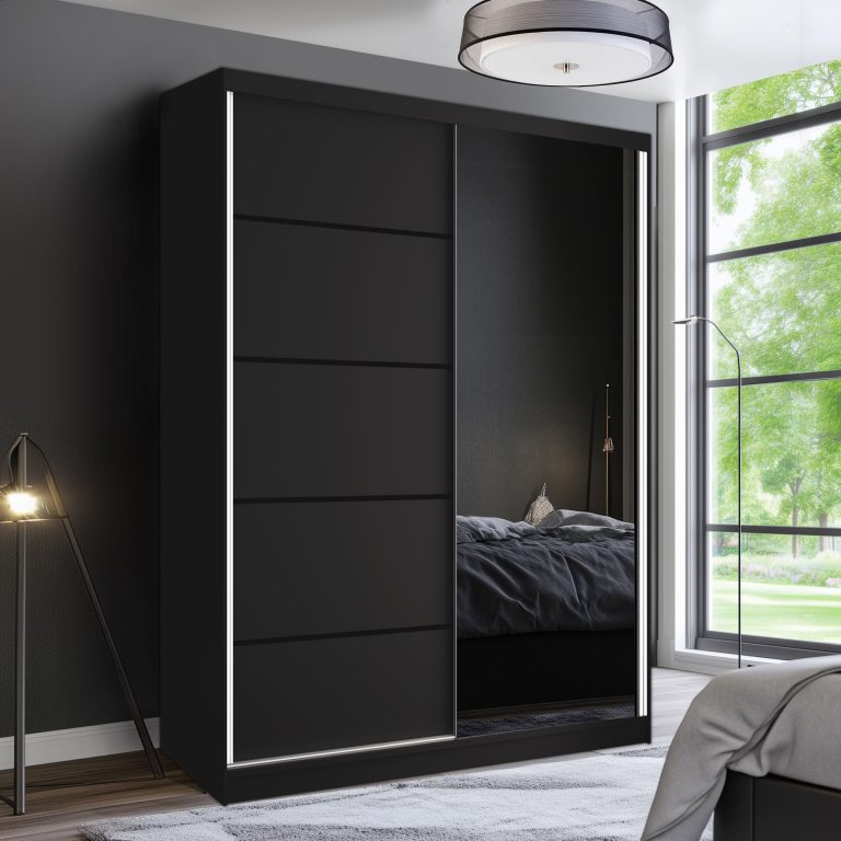 Kleiderschrank SERENITY Schiebeschrank 133 cm schwarz matt Hersteller MBP SERENITY SZP6/0/B/B/0/HIAL