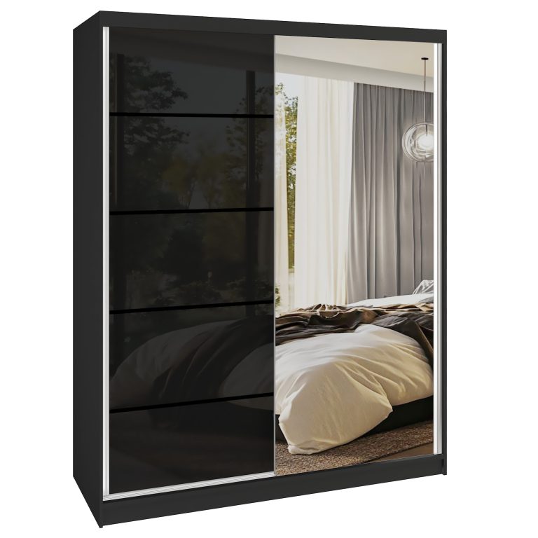Kleiderschrank SERENITY Schiebeschrank 133 cm schwarz glänzend Hersteller MGB SERENITY SZP6/0/B/B/0/HIAL