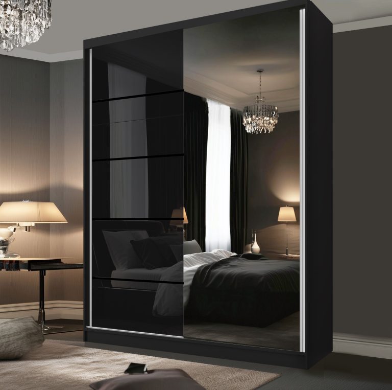 Kleiderschrank SERENITY Schiebeschrank 133 cm schwarz glänzend Hersteller MGB SERENITY SZP6/0/B/B/0/HIAL
