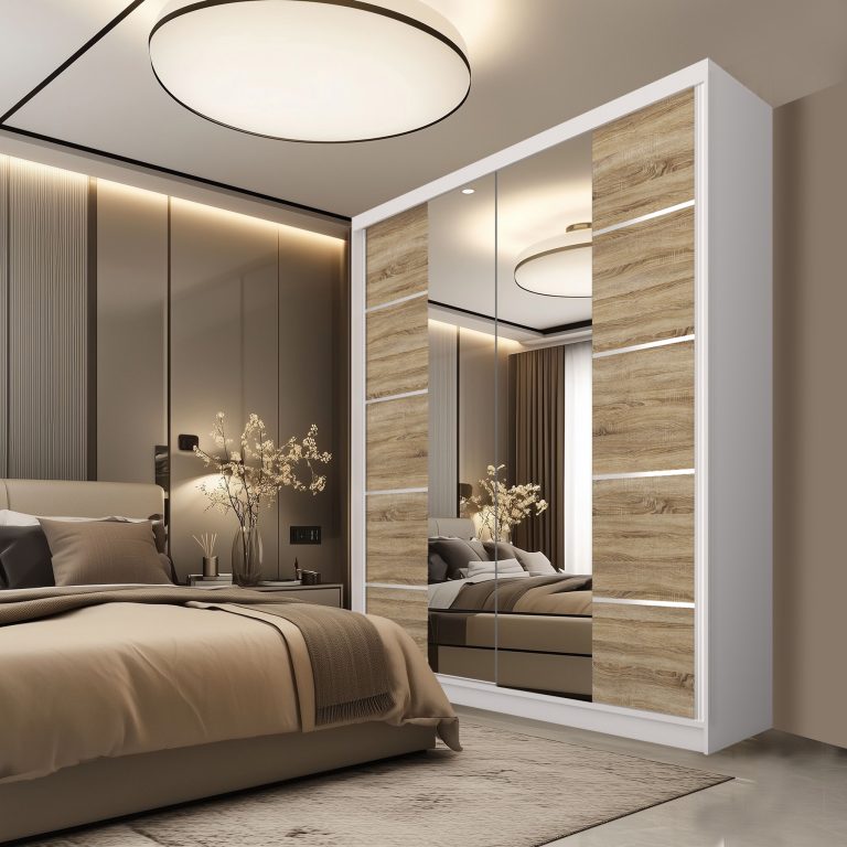Kleiderschrank SERENITY Schiebeschrank 158 cm Eiche Sonoma matt Hersteller ME SERENITY SZP7/0/W/DS/0/HIAL