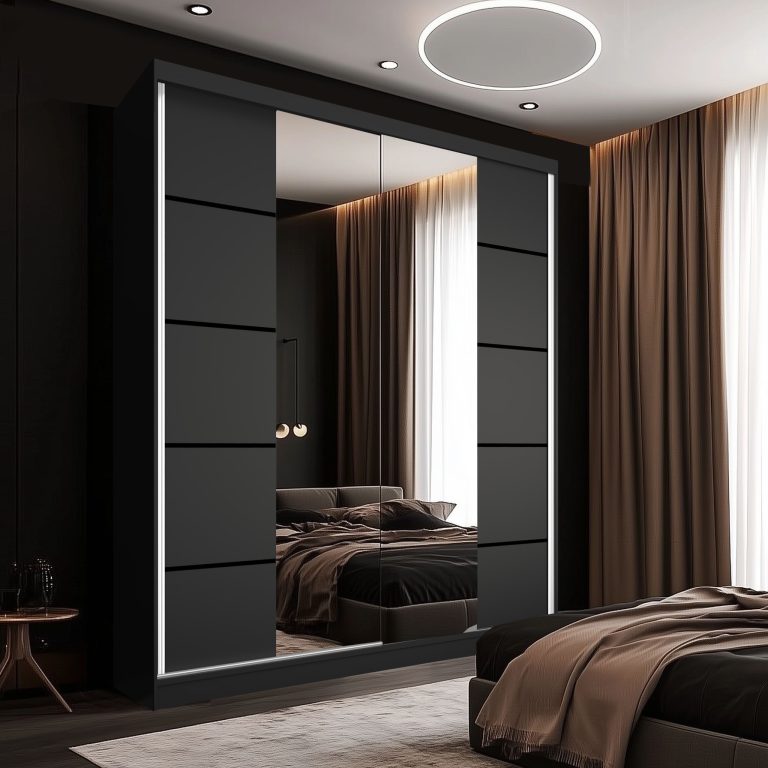 Kleiderschrank Schiebeschrank SERENITY 158 cm schwarz matt Hersteller ME SERENITY SZP7/0/B/B/0/HIAL