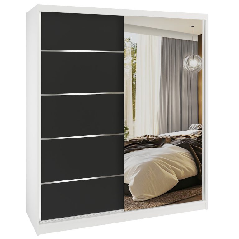 Kleiderschrank SERENITY Schiebeschrank 158 cm schwarz matt Hersteller MBP SERENITY SZP7/0/W/B/0/HIAL