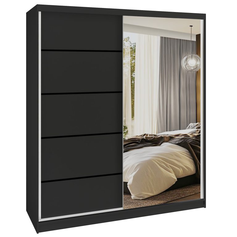 Kleiderschrank SERENITY Schiebeschrank 158 cm schwarz matt Hersteller MBP SERENITY SZP7/0/B/B/0/HIAL