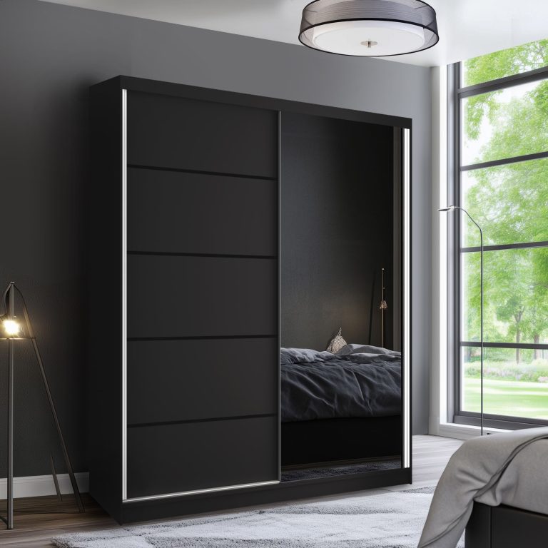 Kleiderschrank SERENITY Schiebeschrank 158 cm schwarz matt Hersteller MBP SERENITY SZP7/0/B/B/0/HIAL