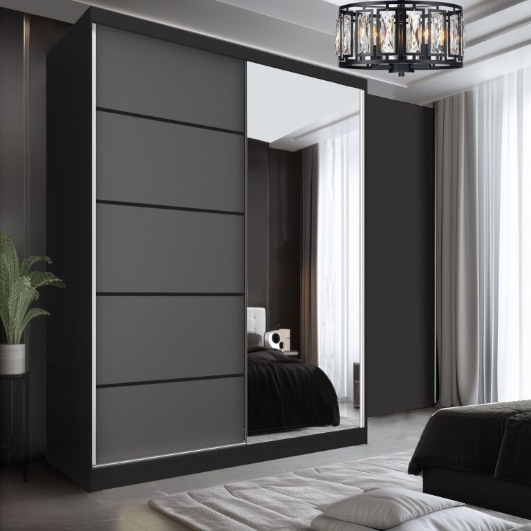 Kleiderschrank SERENITY Schiebeschrank 158 cm in grau matt Hersteller MBP SERENITY SZP7/0/B/SR/0/HIAL