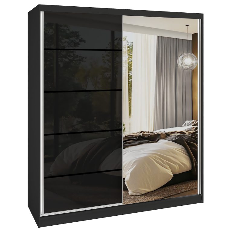 Kleiderschrank SERENITY Schiebeschrank 158 cm schwarz glänzend Hersteller MGB SERENITY SZP7/0/B/B/0/HIAL