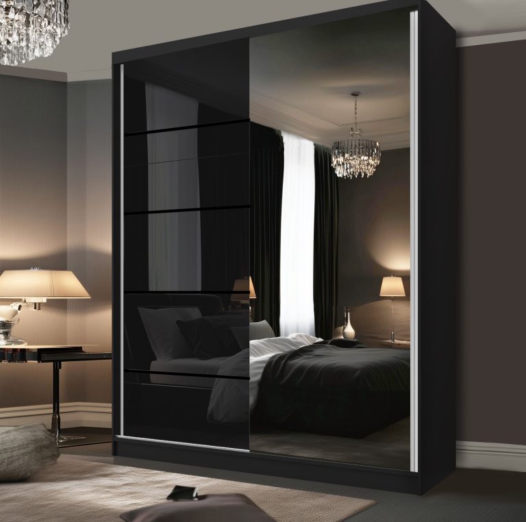 Kleiderschrank SERENITY Schiebeschrank 158 cm schwarz glänzend Hersteller MGB SERENITY SZP7/0/B/B/0/HIAL