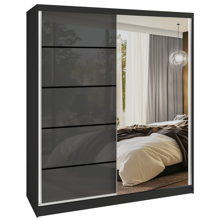Kleiderschrank SERENITY Schiebeschrank 158 cm glänzend grau Hersteller MGB SERENITY SZP7/0/B/S/0/HIAL