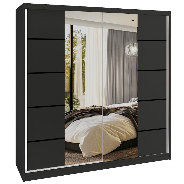 Kleiderschrank SERENITY Schiebeschrank 200 cm schwarz matt Hersteller ME SERENITY SZP5/0/B/B/0/HIAL