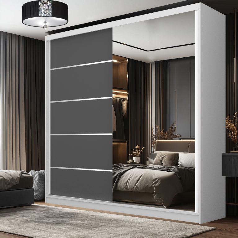 Kleiderschrank SERENITY Schiebeschrank 200 cm grau matt Hersteller MBP SERENITY SZP5/0/W/SR/0/HIAL