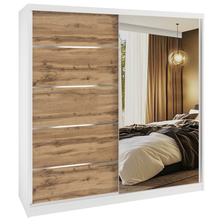 Kleiderschrank SERENITY Schiebeschrank 200 cm Eiche Wotan matt Hersteller MBP SERENITY SZP5/0/W/DW/0/HIAL