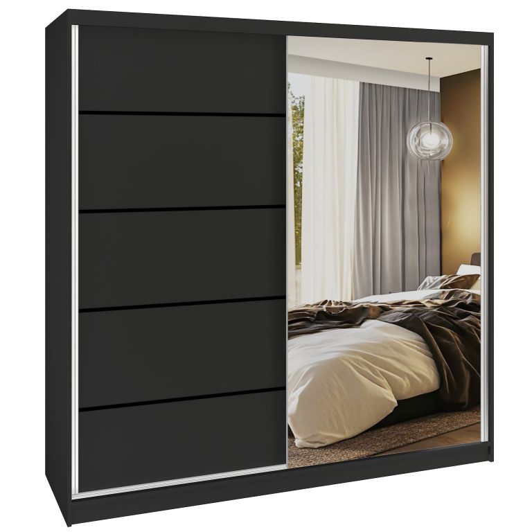 Kleiderschrank SERENITY Schiebeschrank 200 cm schwarz matt Hersteller MBP SERENITY SZP5/0/B/B/0/HIAL
