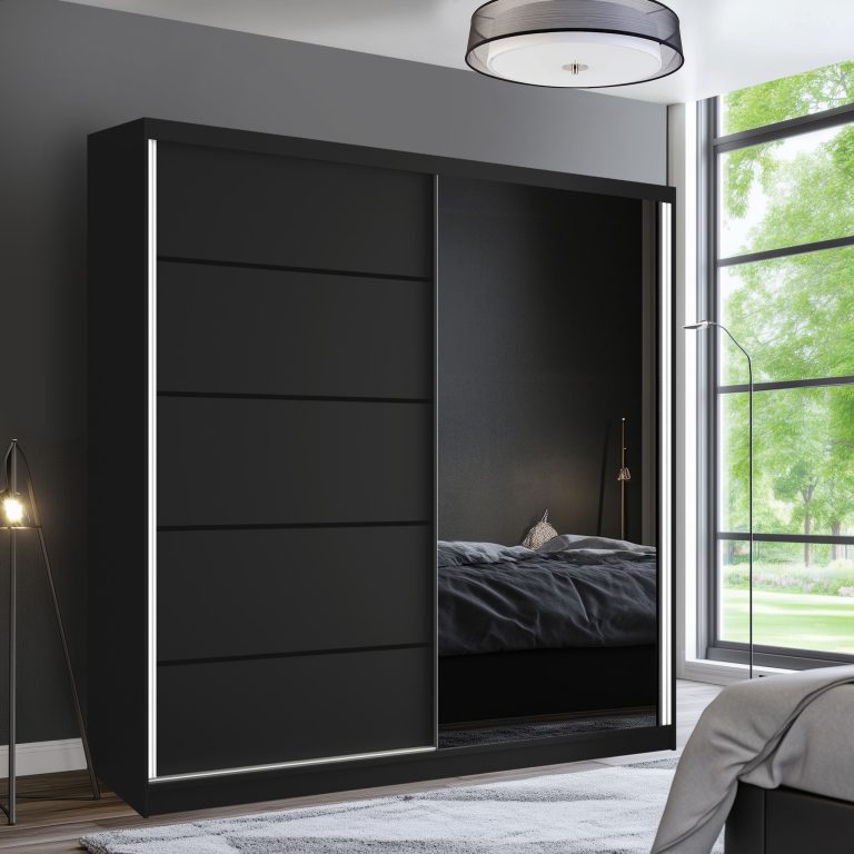 Kleiderschrank SERENITY Schiebeschrank 200 cm schwarz matt Hersteller MBP SERENITY SZP5/0/B/B/0/HIAL