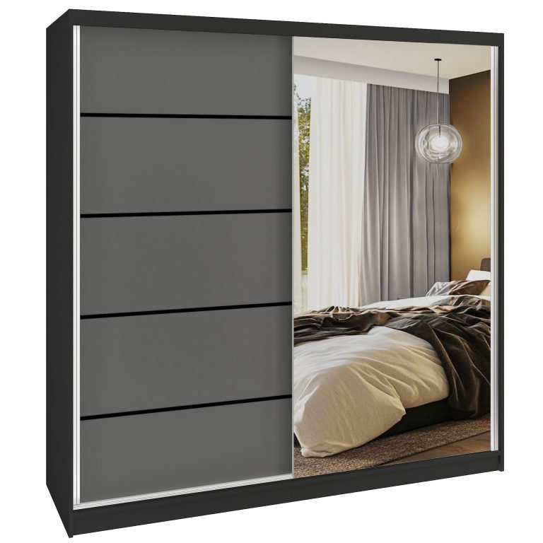 Kleiderschrank SERENITY Schiebeschrank 200 cm grau matt Hersteller MBP SERENITY SZP5/0/B/SR/0/HIAL