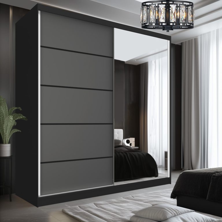 Kleiderschrank SERENITY Schiebeschrank 200 cm grau matt Hersteller MBP SERENITY SZP5/0/B/SR/0/HIAL