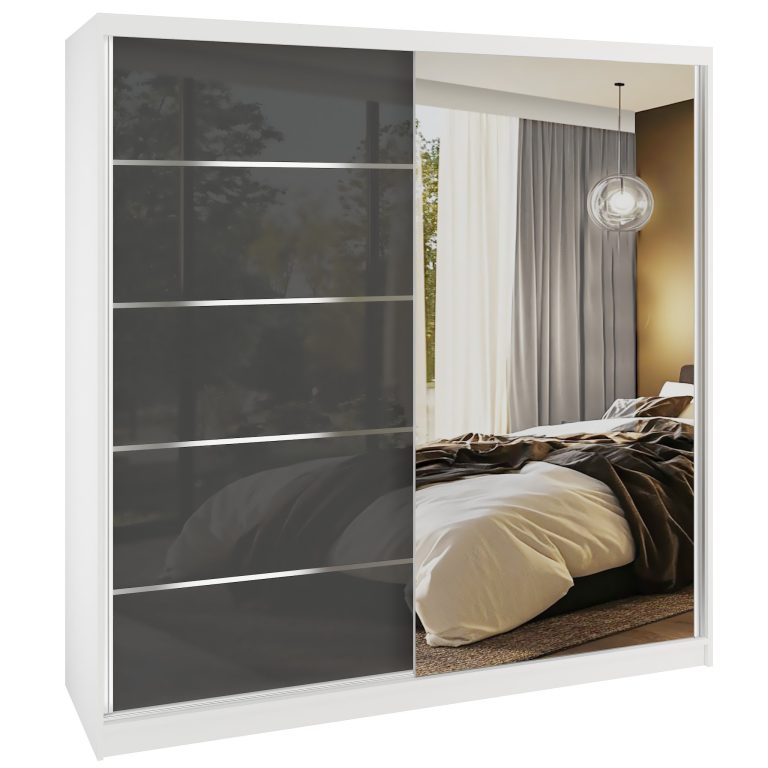 Kleiderschrank SERENITY Schiebeschrank 200 cm glänzend grau Hersteller MGB SERENITY SZP5/0/W/S/0/HIAL