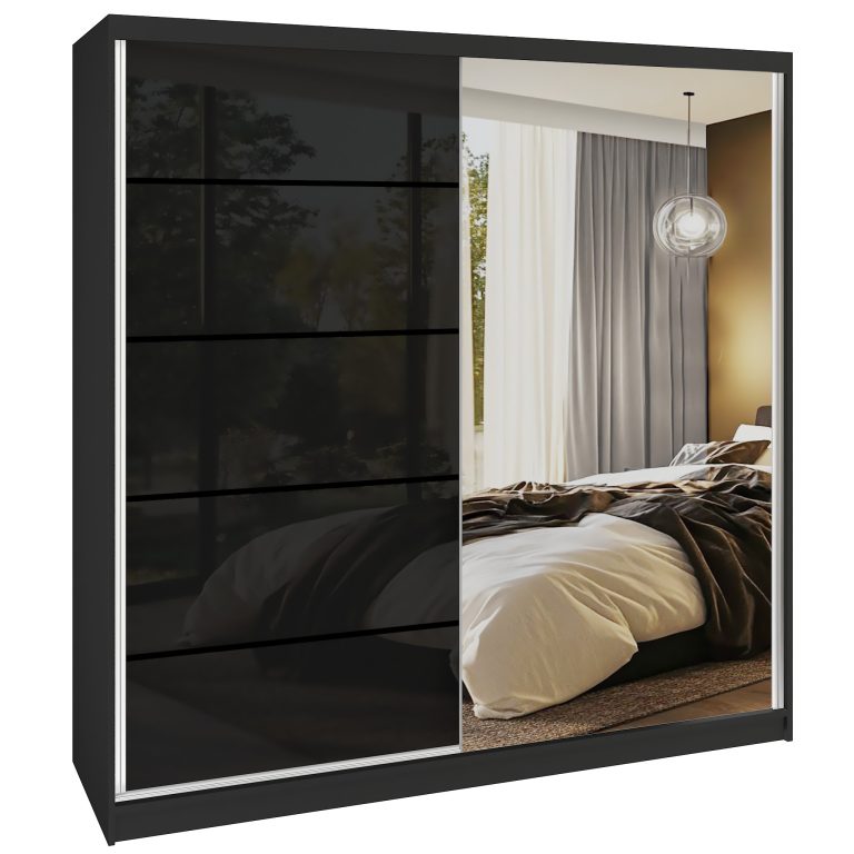 Kleiderschrank SERENITY Schiebeschrank 200 cm schwarz glänzend Hersteller MGB SERENITY SZP5/0/B/B/0/HIAL