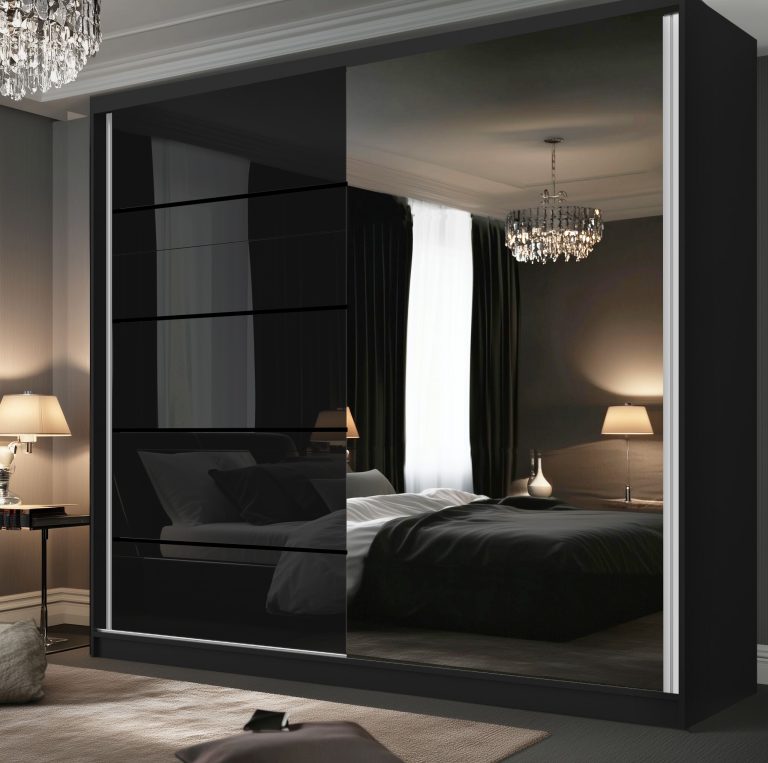 Kleiderschrank SERENITY Schiebeschrank 200 cm schwarz glänzend Hersteller MGB SERENITY SZP5/0/B/B/0/HIAL