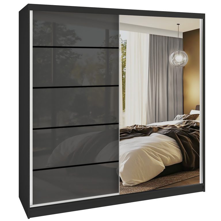 Kleiderschrank SERENITY Schiebeschrank 200 cm glänzend grau Hersteller MGB SERENITY SZP5/0/B/S/0/HIAL
