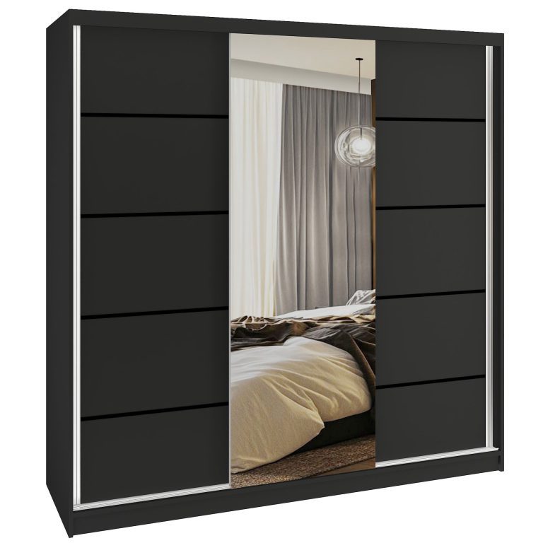 Kleiderschrank SERENITY Schiebeschrank 200 cm schwarz matt Hersteller MT SERENITY SZP5/0/B/B/0/HIAL