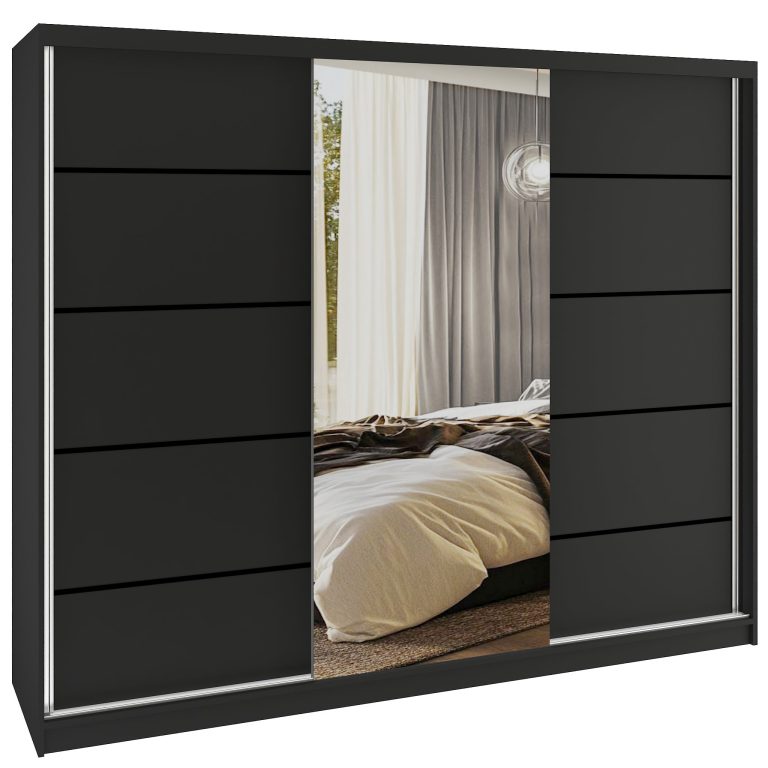 Kleiderschrank SERENITY Schiebeschrank 232 cm schwarz matt Hersteller MBP SERENITY SZP8/0/B/B/0/HIAL
