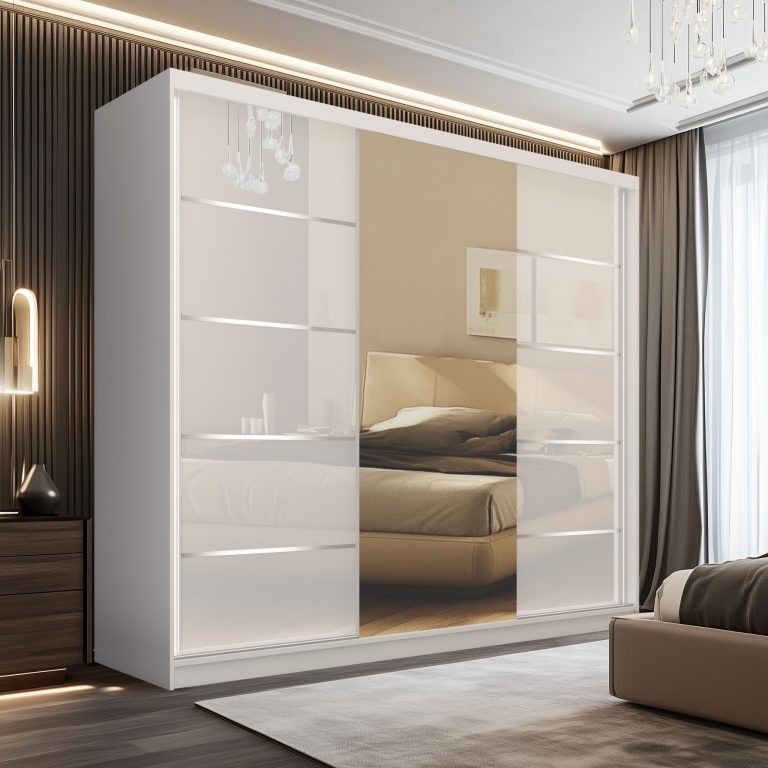 Kleiderschrank SERENITY Schiebeschrank 232 cm weiß glänzend Hersteller MGB SERENITY SZP8/0/W/W/0/HIAL