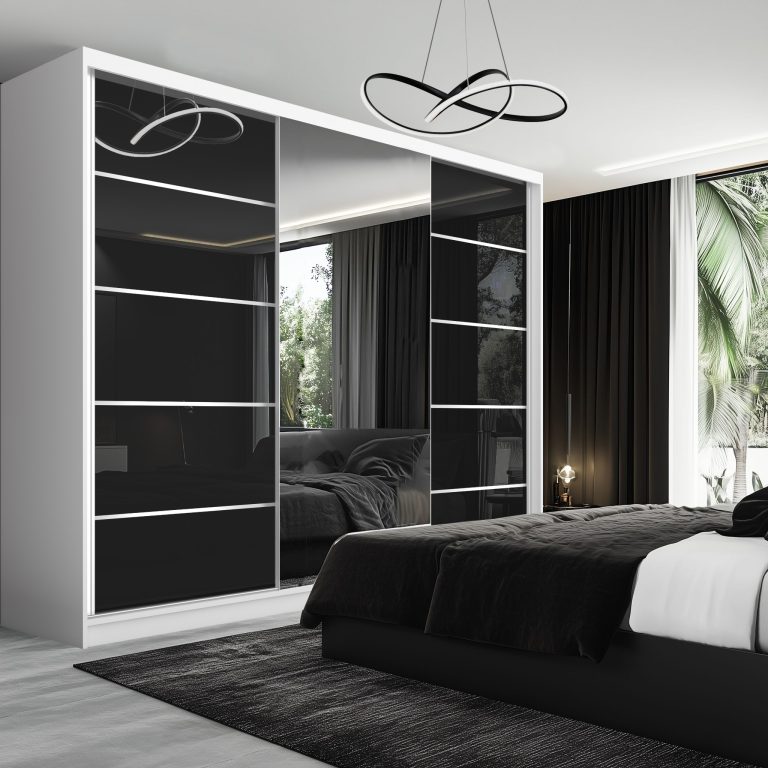 Kleiderschrank SERENITY Schiebeschrank 232 cm schwarz glänzend Hersteller MGB SERENITY SZP8/0/W/B/0/HIAL