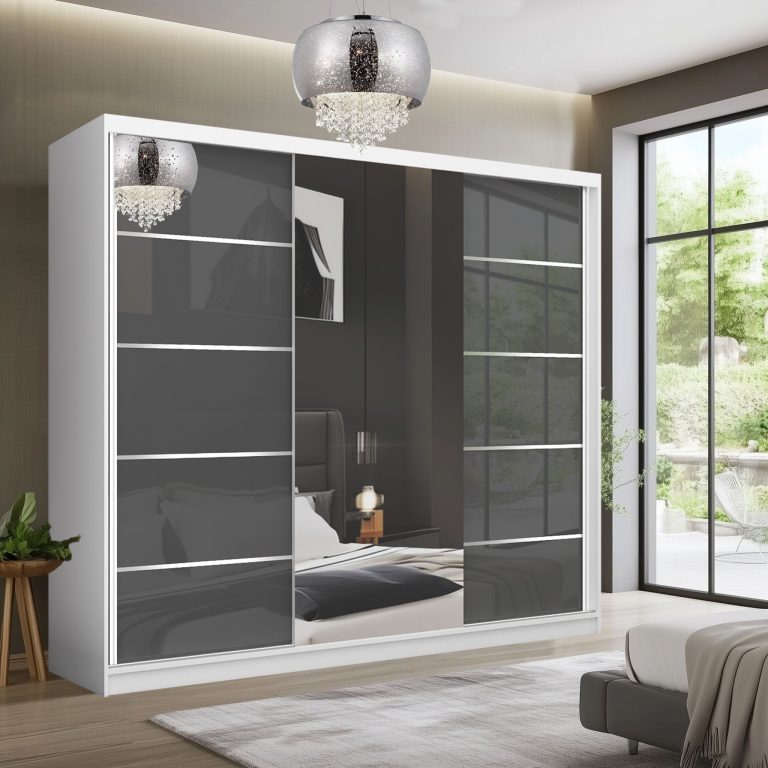 Kleiderschrank SERENITY Schiebeschrank 232 cm glänzend grau Hersteller MGB SERENITY SZP8/0/W/S/0/HIAL