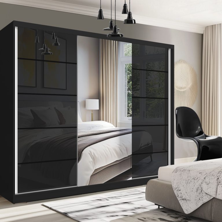 Kleiderschrank SERENITY Schiebeschrank 232 cm schwarz glänzend Hersteller MGB SERENITY SZP8/0/B/B/0/HIAL