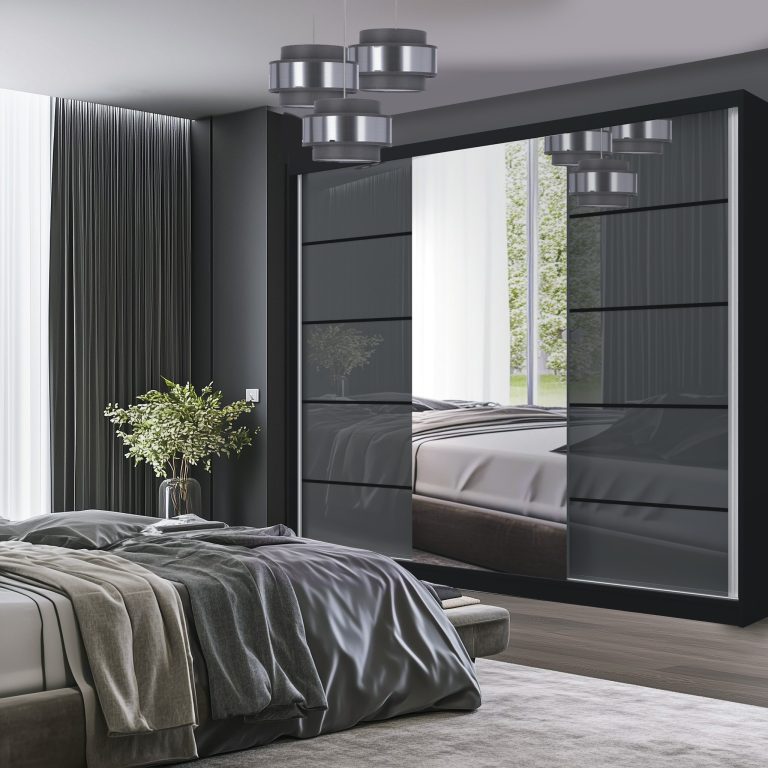 Kleiderschrank SERENITY Schiebeschrank 232 cm glänzend grau Hersteller MGB SERENITY SZP8/0/B/S/0/HIAL