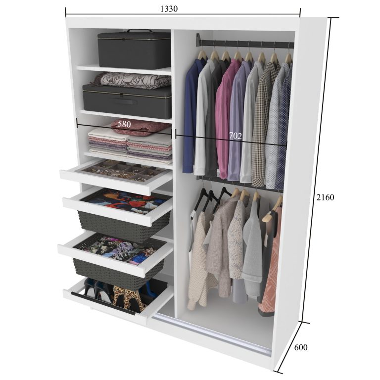 Kleiderschrank SERENITY Schiebeschrank 133 cm Eiche Wotan matt Hersteller MBP SERENITY SZP6/0/B/DW/0/HIAL