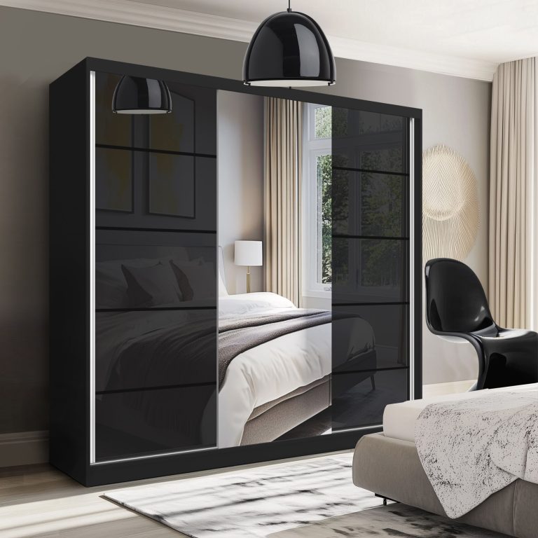 Kleiderschrank SERENITY Schiebeschrank 200 cm schwarz glänzend Hersteller MTG SERENITY SZP5/0/B/B/0/HIAL