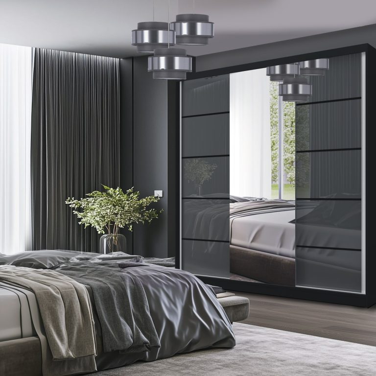 Kleiderschrank SERENITY Schiebeschrank 200 cm glänzend grau Hersteller MTG SERENITY SZP5/0/B/S/0/HIAL