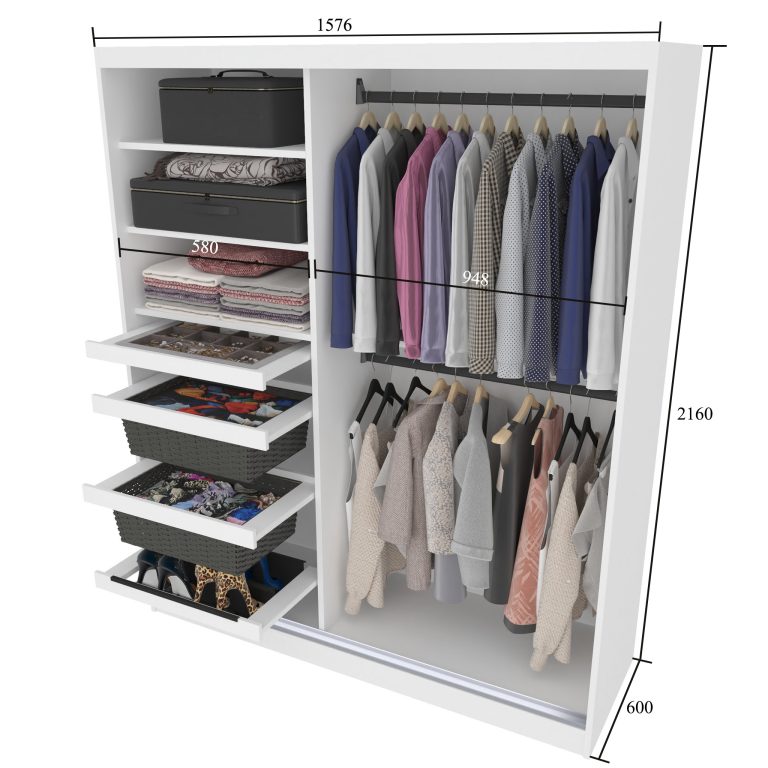 Kleiderschrank Schiebeschrank SERENITY 158 cm weiß matt Hersteller ME SERENITY SZP7/0/W/W/0/HIAL