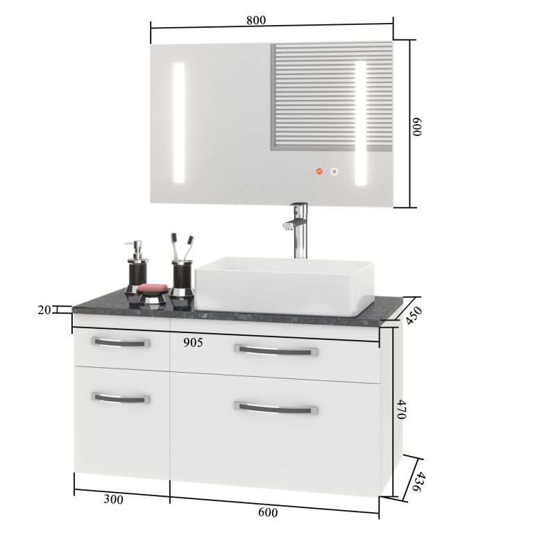Badmöbel-Set Euphoria EUP P 90L/0/W/R/0/BK/MB