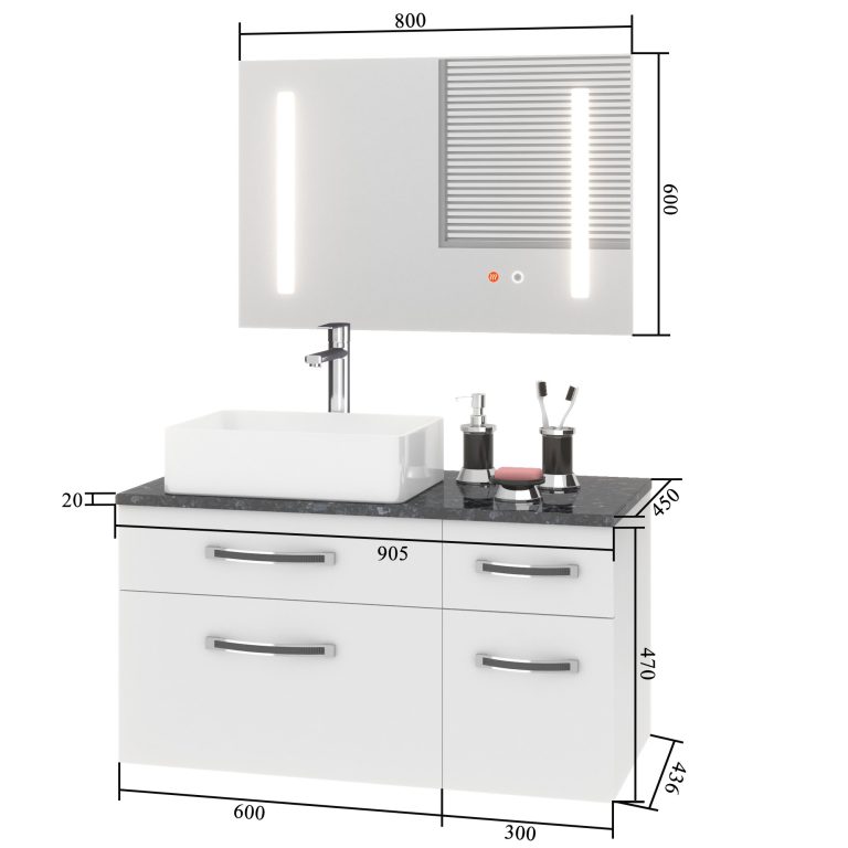 Badmöbel-Set Euphoria EUP P 90P/0/W/B/0/BK/MB