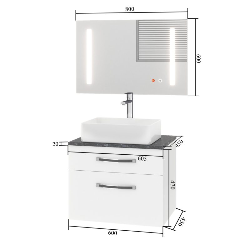 Badmöbel-Set Euphoria EUP P 60/0/W/B/0/BK/MB