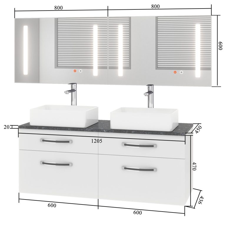 Badmöbel-Set Euphoria EUP P 120D/0/W/W/0/BK/MB
