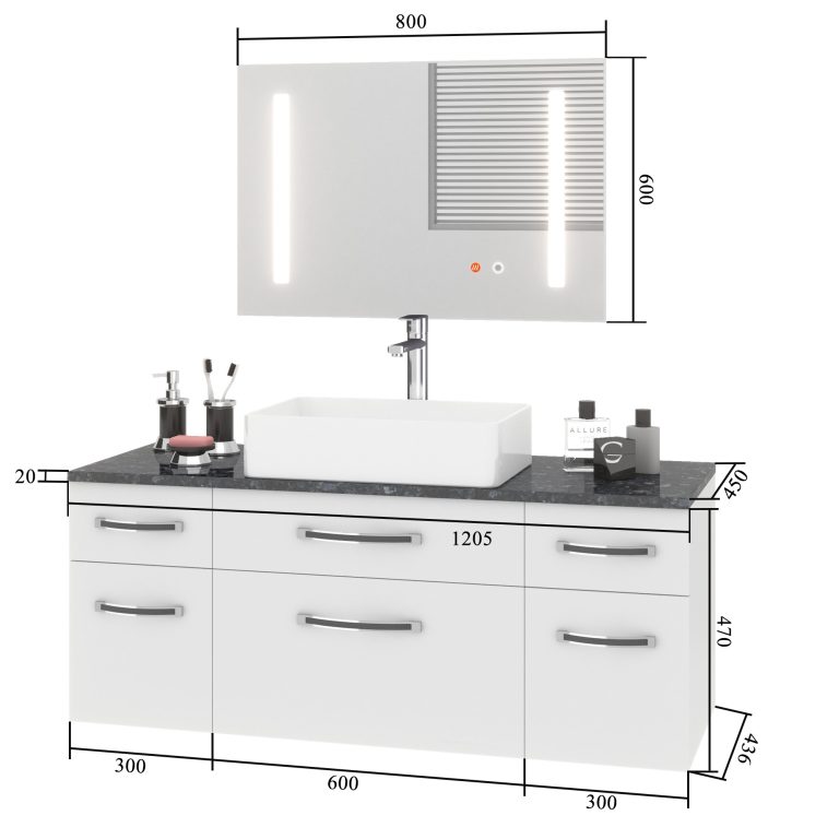 Badmöbel-Set Euphoria EUP P 120/0/W/S/0/BK/MB