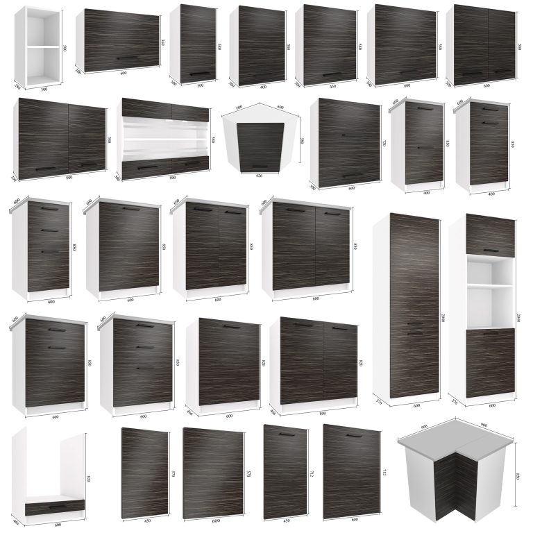 Belini Unterschrank ohne Arbeitsplatte 60 cm Königs Ebenholz Hersteller TOR SD60/0/WT/HK/BB/T