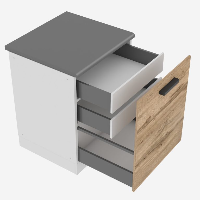 Küchenunterschrank 60cm, Innenschubladen mit Arbeitsplatte TOR SDSZW60/0/WT/DW/B/B1/PP